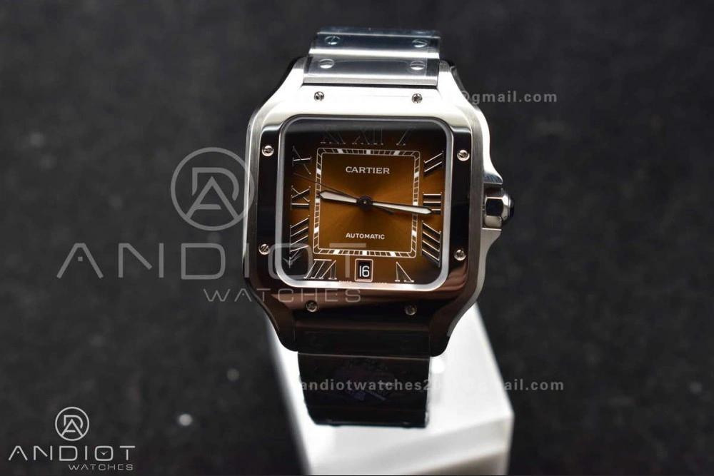 Santos de Cartier 40mm BVF 1:1 Best Edition Brown Dial on SS SmartLinks Bracelet MIYOTA GoAnywhere 222