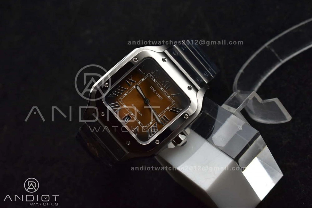 Santos de Cartier 40mm BVF 1:1 Best Edition Brown Dial on SS SmartLinks Bracelet MIYOTA GoAnywhere 222