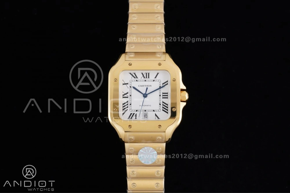 Santos de Cartier 40mm BVF 1:1 Best Edition YG White Dial on YG Smart-Links Bracelet MIYOTA Affordable 215