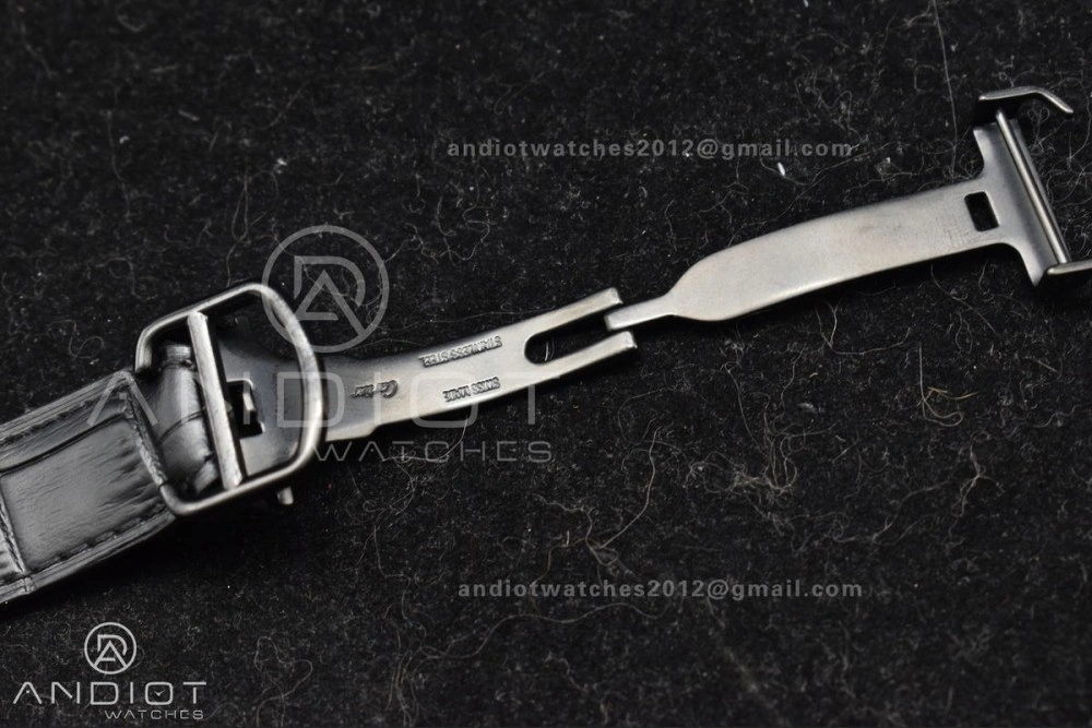 Santos de Cartier 40mm PVD BVF 1:1 Best Edition Black Dial on Black Leather Strap MIYOTA Timeless 236