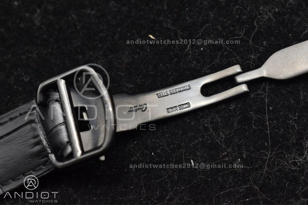Santos de Cartier 40mm PVD BVF 1:1 Best Edition Black Dial on Black Leather Strap MIYOTA Timeless 236