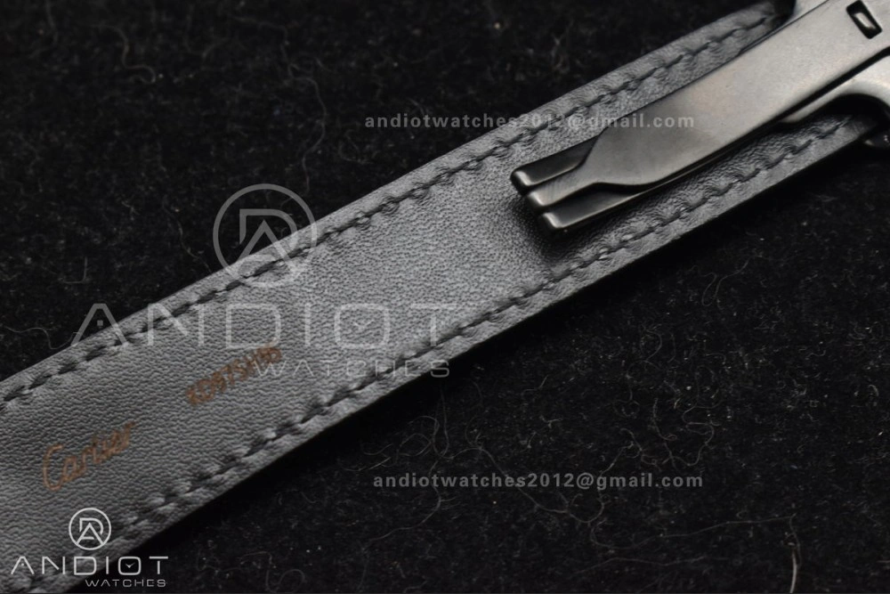 Santos de Cartier 40mm PVD BVF 1:1 Best Edition Black Dial on Black Leather Strap MIYOTA Timeless 236
