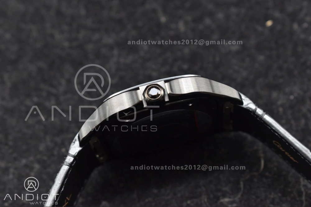 Santos de Cartier 40mm PVD BVF 1:1 Best Edition Black Dial on Black Leather Strap MIYOTA Timeless 236
