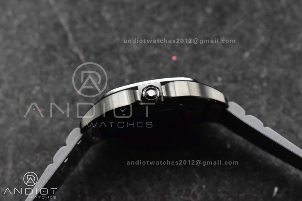 Affordable Santos de Cartier 40mm PVD BVF 1:1 Best Edition Black Dial on Rubber Strap MIYOTA 232