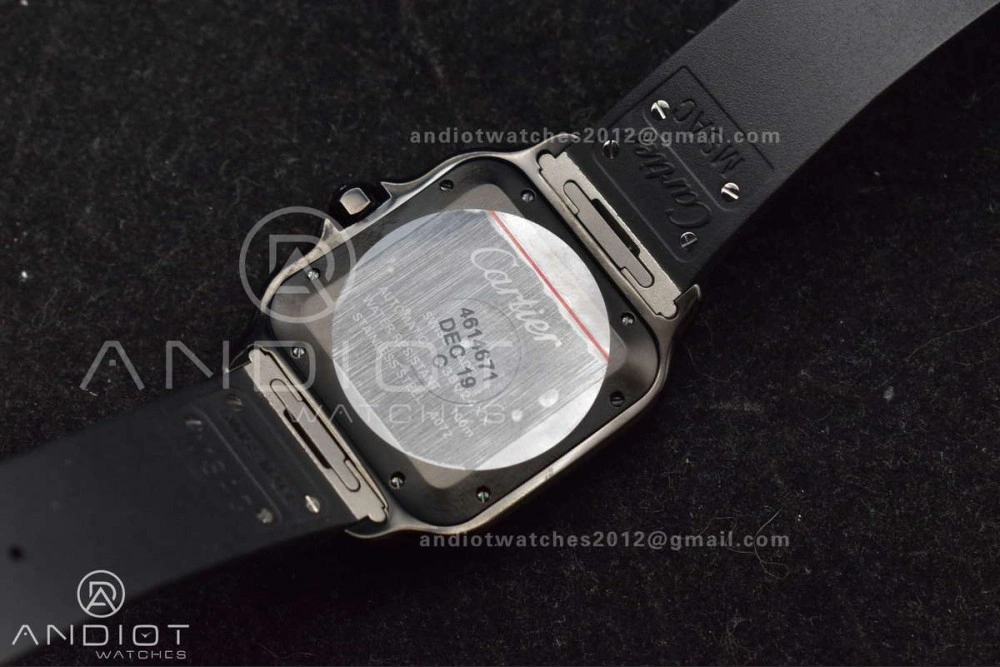 Affordable Santos de Cartier 40mm PVD BVF 1:1 Best Edition Black Dial on Rubber Strap MIYOTA 232