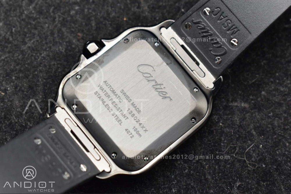 Affordable Santos de Cartier 40mm PVD BVF 1:1 Best Edition Black Dial on Rubber Strap MIYOTA 232