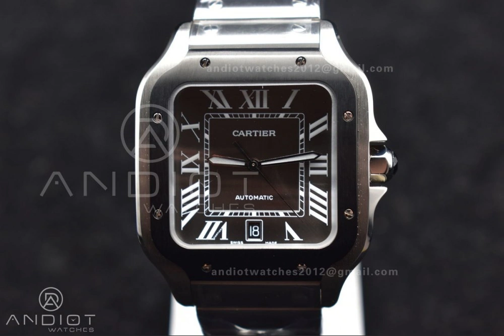 ZeroBulk Santos de Cartier 40mm SS 3KF 1:1 Best Edition White Dial Black Bezel on SS Bracelet MIYOTA 54