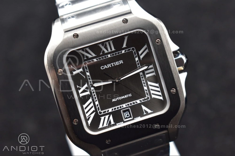 ZeroBulk Santos de Cartier 40mm SS 3KF 1:1 Best Edition White Dial Black Bezel on SS Bracelet MIYOTA 54