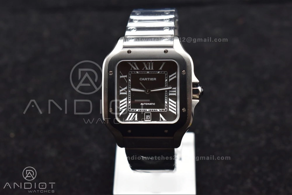 ZeroBulk Santos de Cartier 40mm SS 3KF 1:1 Best Edition White Dial Black Bezel on SS Bracelet MIYOTA 54