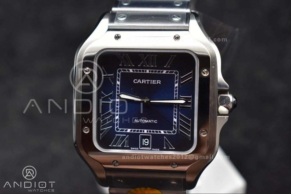 Popular Santos de Cartier 40mm SS AF 1:1 Best Edition Blue Dial on SS Smart Links Bracelet MIYOTA 221