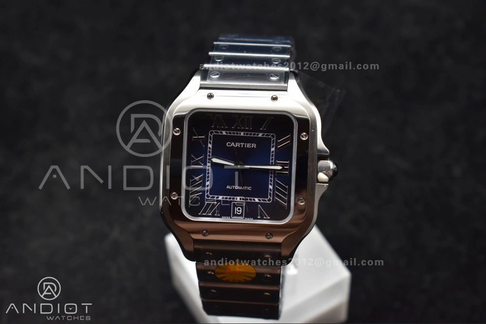 Popular Santos de Cartier 40mm SS AF 1:1 Best Edition Blue Dial on SS Smart Links Bracelet MIYOTA 221