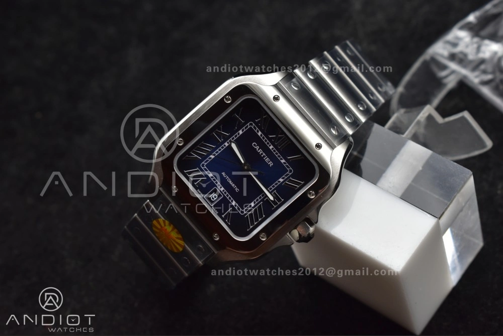 Popular Santos de Cartier 40mm SS AF 1:1 Best Edition Blue Dial on SS Smart Links Bracelet MIYOTA 221