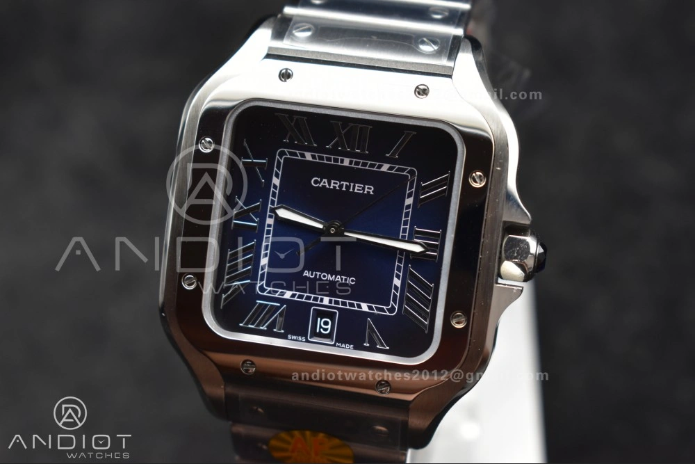 Popular Santos de Cartier 40mm SS AF 1:1 Best Edition Blue Dial on SS Smart Links Bracelet MIYOTA 221