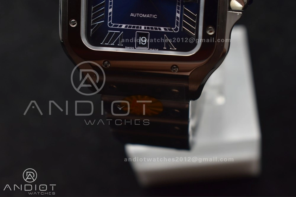 Popular Santos de Cartier 40mm SS AF 1:1 Best Edition Blue Dial on SS Smart Links Bracelet MIYOTA 221