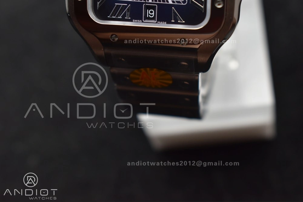 Popular Santos de Cartier 40mm SS AF 1:1 Best Edition Blue Dial on SS Smart Links Bracelet MIYOTA 221