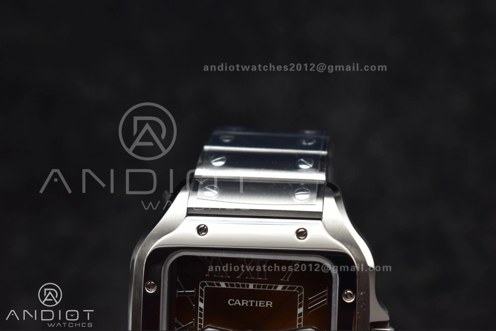 WeatherProof Santos de Cartier 40mm SS AF 1:1 Best Edition Brown Dial on SS Smart Links Bracelet MIYOTA 238