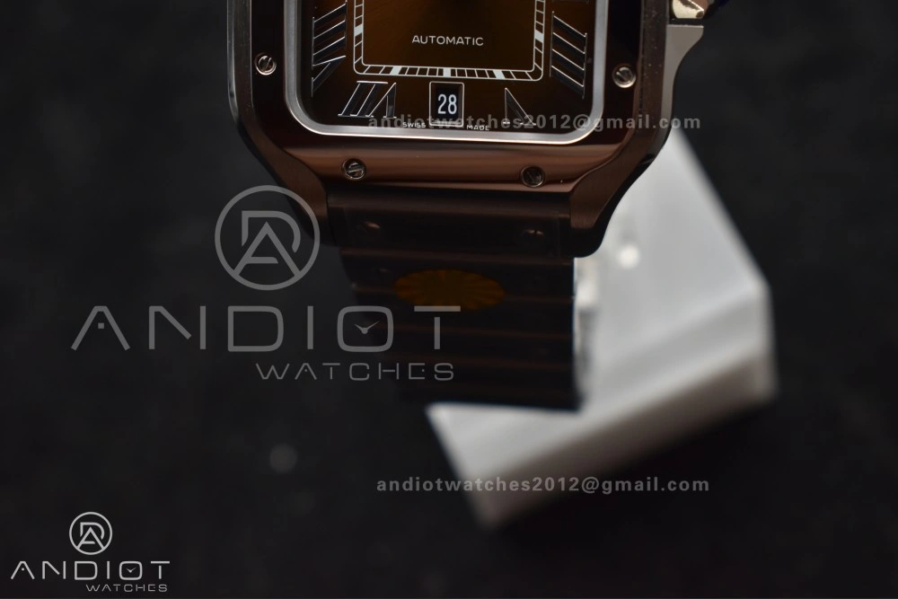 WeatherProof Santos de Cartier 40mm SS AF 1:1 Best Edition Brown Dial on SS Smart Links Bracelet MIYOTA 238