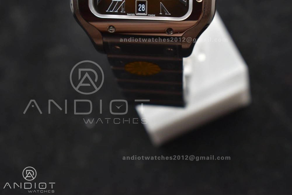 WeatherProof Santos de Cartier 40mm SS AF 1:1 Best Edition Brown Dial on SS Smart Links Bracelet MIYOTA 238