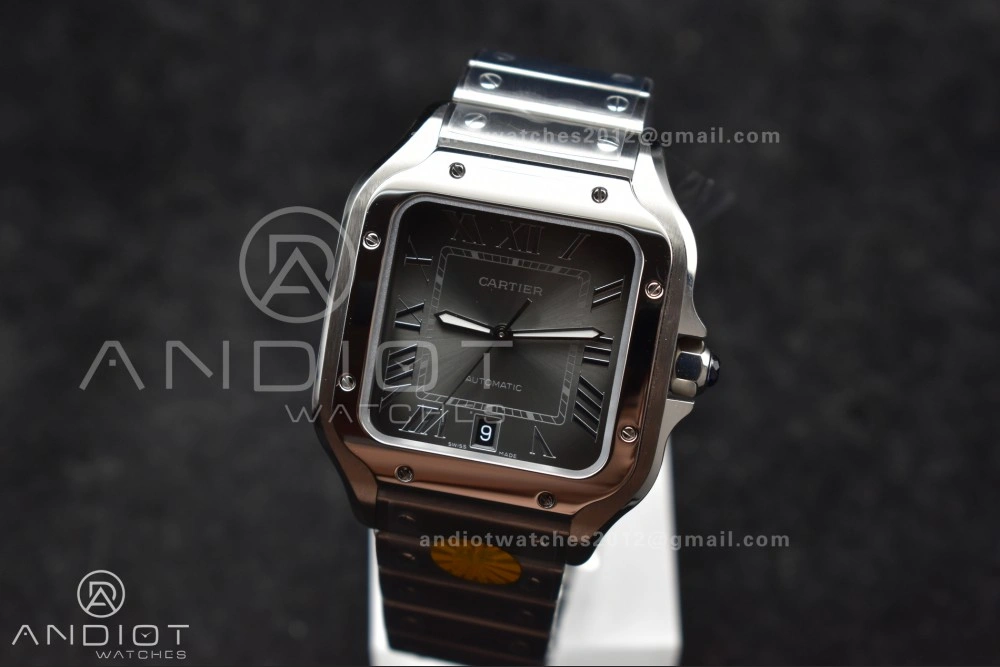 Santos de Cartier 40mm SS AF 1:1 Best Edition Gray Dial on SS Smart Links Bracelet MIYOTA OdorResistant 239
