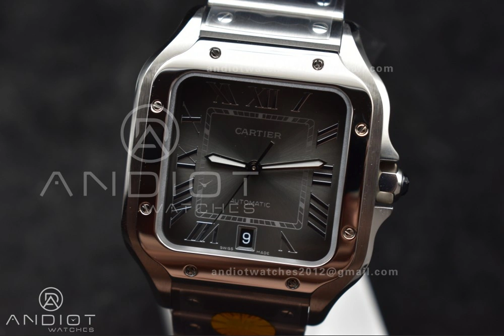 Santos de Cartier 40mm SS AF 1:1 Best Edition Gray Dial on SS Smart Links Bracelet MIYOTA OdorResistant 239