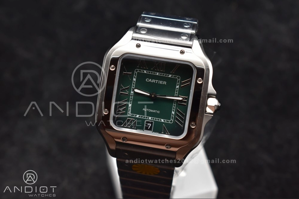 SmartChoice Santos de Cartier 40mm SS AF 1:1 Best Edition Green Dial on SS Smart Links Bracelet MIYOTA 241