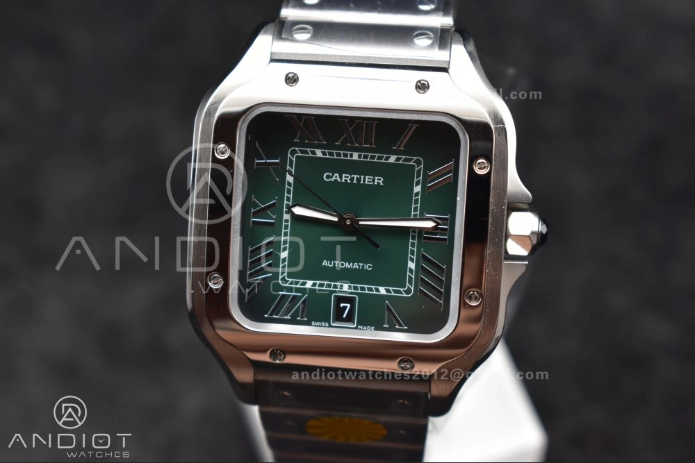 SmartChoice Santos de Cartier 40mm SS AF 1:1 Best Edition Green Dial on SS Smart Links Bracelet MIYOTA 241