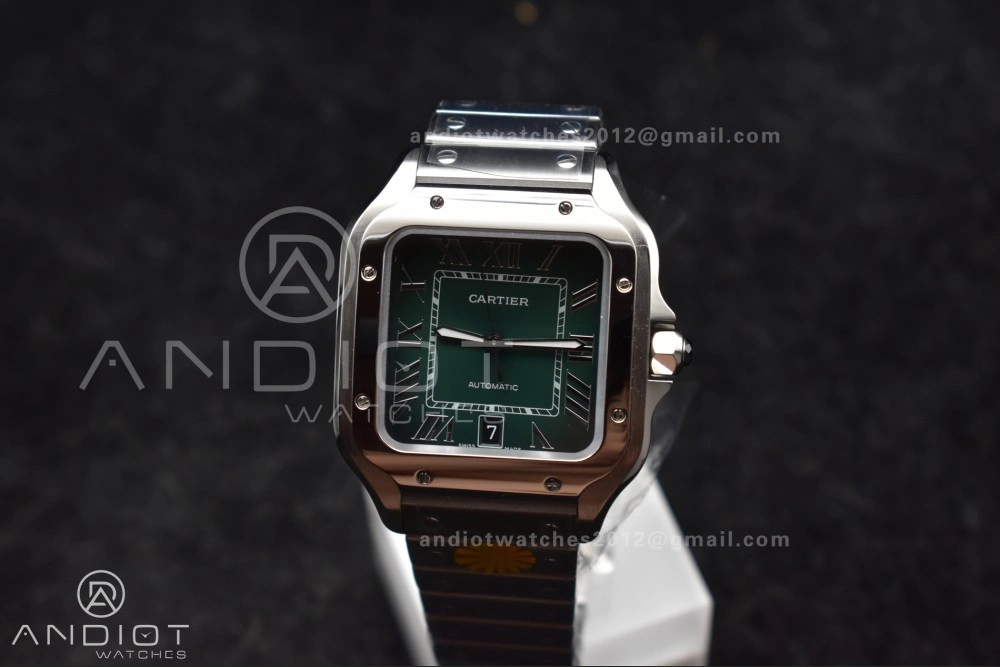 SmartChoice Santos de Cartier 40mm SS AF 1:1 Best Edition Green Dial on SS Smart Links Bracelet MIYOTA 241