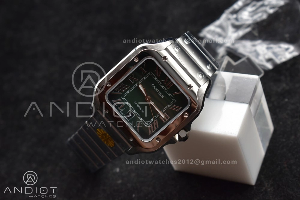 SmartChoice Santos de Cartier 40mm SS AF 1:1 Best Edition Green Dial on SS Smart Links Bracelet MIYOTA 241