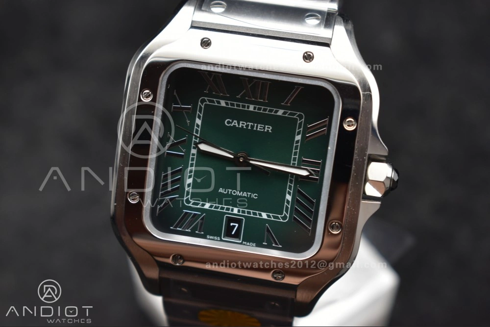 SmartChoice Santos de Cartier 40mm SS AF 1:1 Best Edition Green Dial on SS Smart Links Bracelet MIYOTA 241