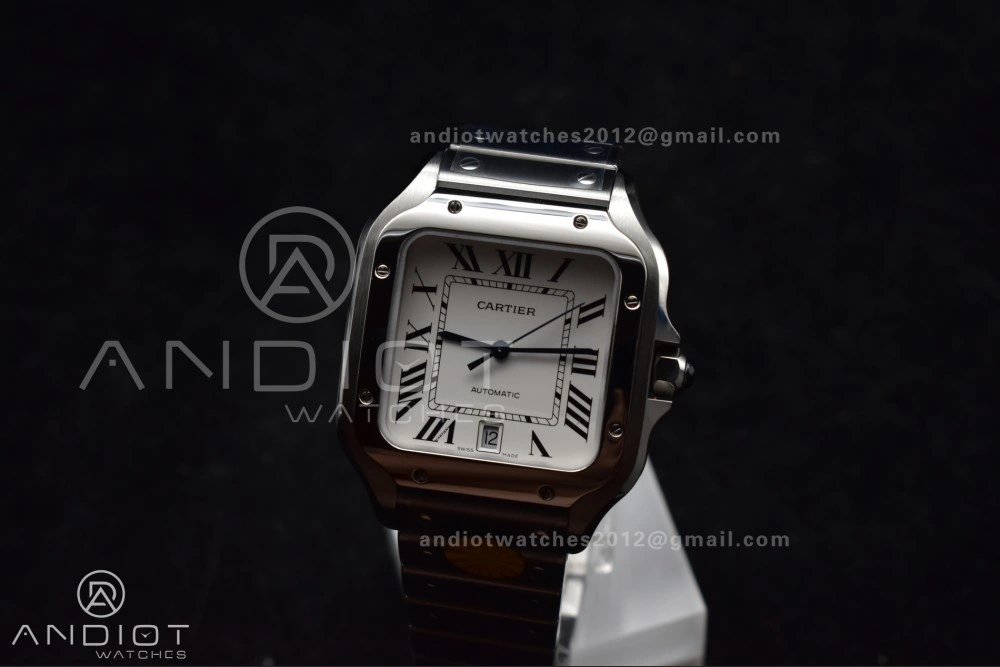 Sleek Santos de Cartier 40mm SS AF 1:1 Best Edition White Dial on SS Smart Links Bracelet MIYOTA 243
