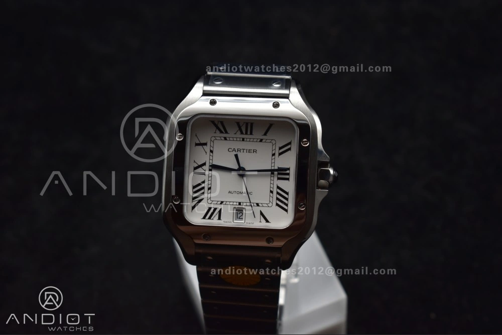 Sleek Santos de Cartier 40mm SS AF 1:1 Best Edition White Dial on SS Smart Links Bracelet MIYOTA 243