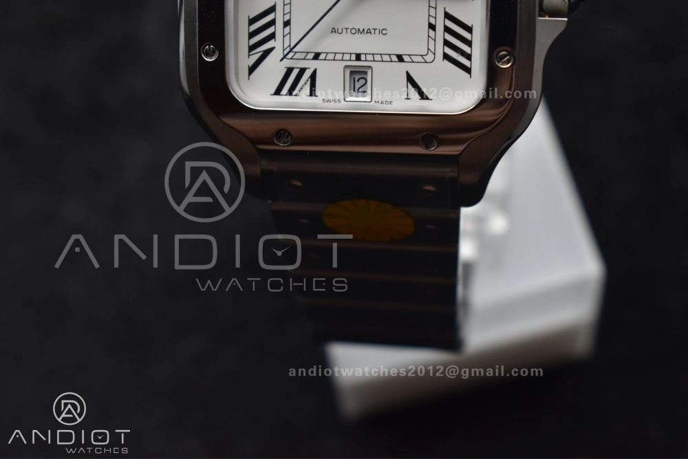 Sleek Santos de Cartier 40mm SS AF 1:1 Best Edition White Dial on SS Smart Links Bracelet MIYOTA 243