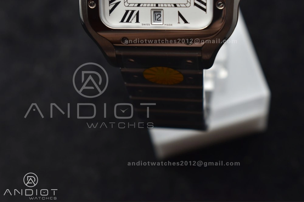 Sleek Santos de Cartier 40mm SS AF 1:1 Best Edition White Dial on SS Smart Links Bracelet MIYOTA 243