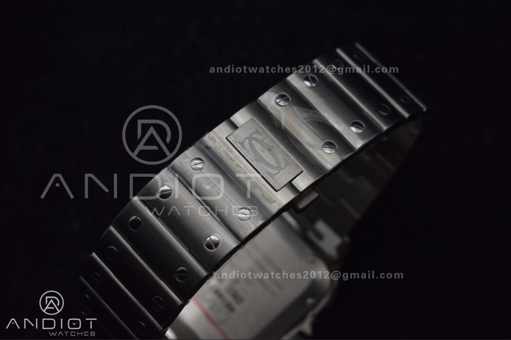 Sleek Santos de Cartier 40mm SS AF 1:1 Best Edition White Dial on SS Smart Links Bracelet MIYOTA 243