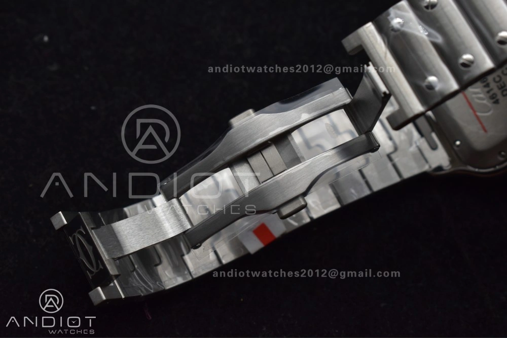 Sleek Santos de Cartier 40mm SS AF 1:1 Best Edition White Dial on SS Smart Links Bracelet MIYOTA 243