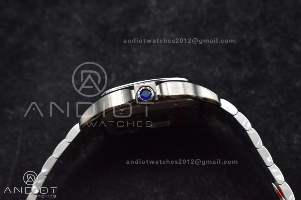Sleek Santos de Cartier 40mm SS AF 1:1 Best Edition White Dial on SS Smart Links Bracelet MIYOTA 243