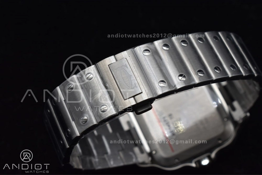Santos de Cartier 40mm SS BVF 1:1 Best Edition Gray Dial Black Bezel on SS Bracelet MIYOTA Fashionable 246