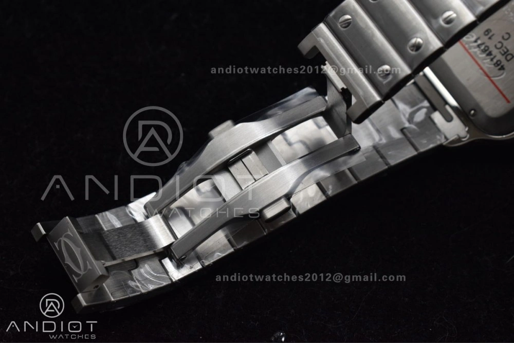 Santos de Cartier 40mm SS BVF 1:1 Best Edition Gray Dial Black Bezel on SS Bracelet MIYOTA Fashionable 246