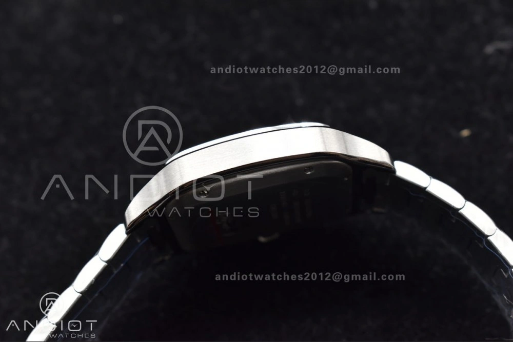Santos de Cartier 40mm SS BVF 1:1 Best Edition Gray Dial Black Bezel on SS Bracelet MIYOTA Fashionable 246