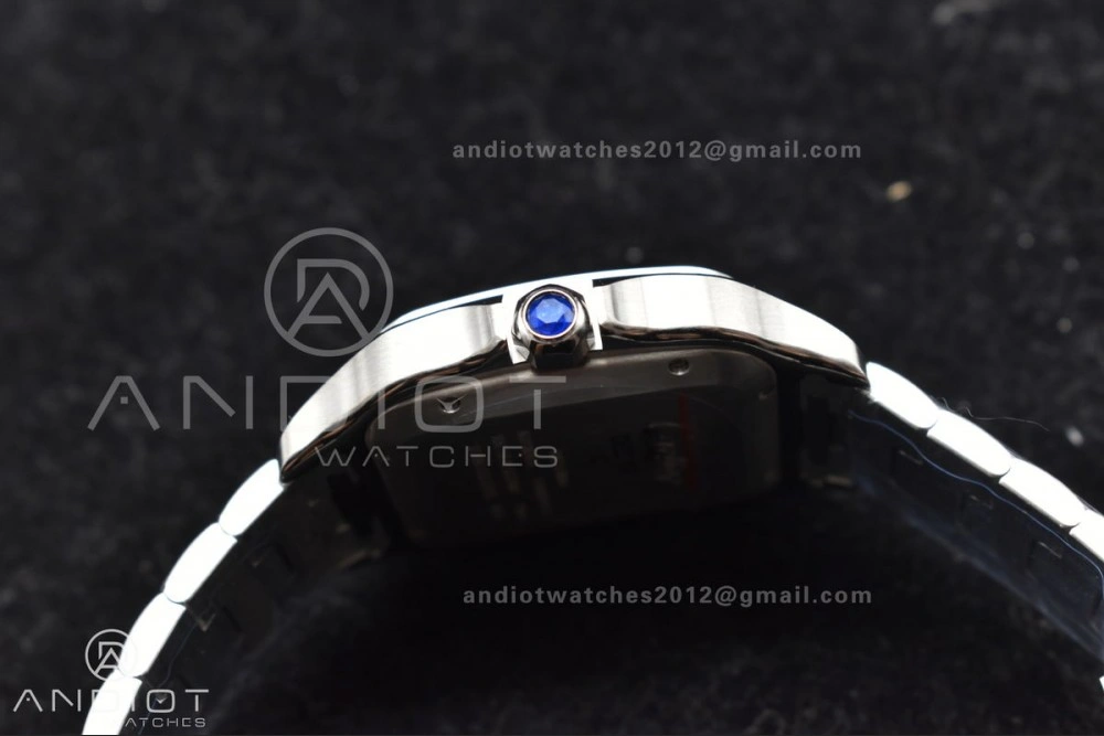 Santos de Cartier 40mm SS BVF 1:1 Best Edition Gray Dial Black Bezel on SS Bracelet MIYOTA Fashionable 246
