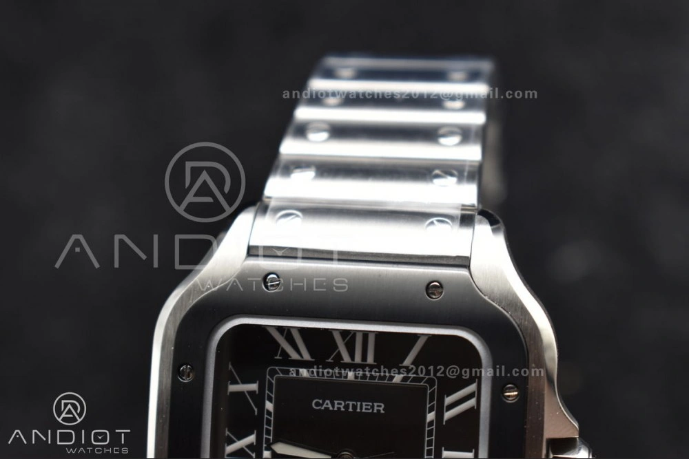Santos de Cartier 40mm SS BVF 1:1 Best Edition Gray Dial Black Bezel on SS Bracelet MIYOTA Fashionable 246