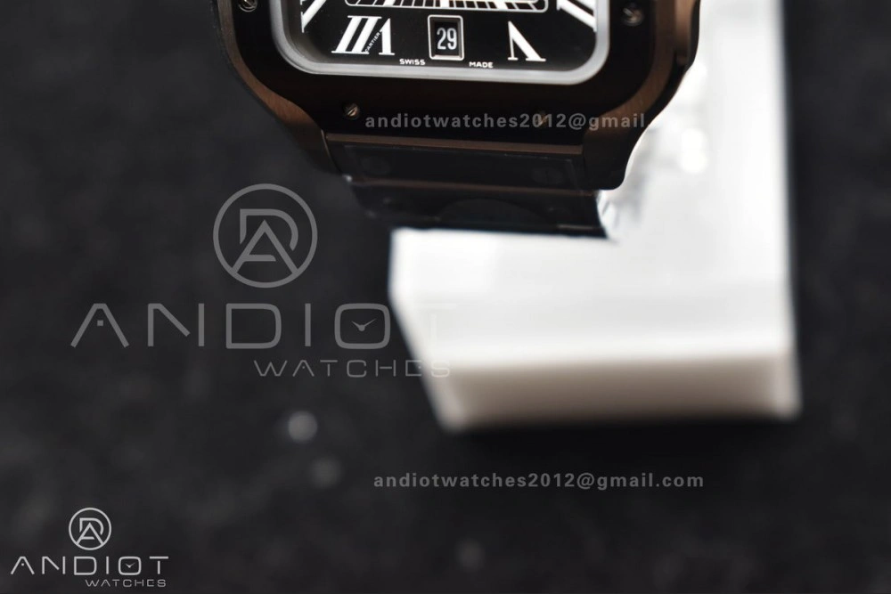 Santos de Cartier 40mm SS BVF 1:1 Best Edition Gray Dial Black Bezel on SS Bracelet MIYOTA Fashionable 246