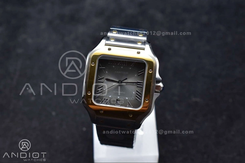 Sleek Santos de Cartier 40mm SS YG BVF 1:1 Best Edition Gray Dial on SS YG SmartLinks Bracelet MIYOTA 245