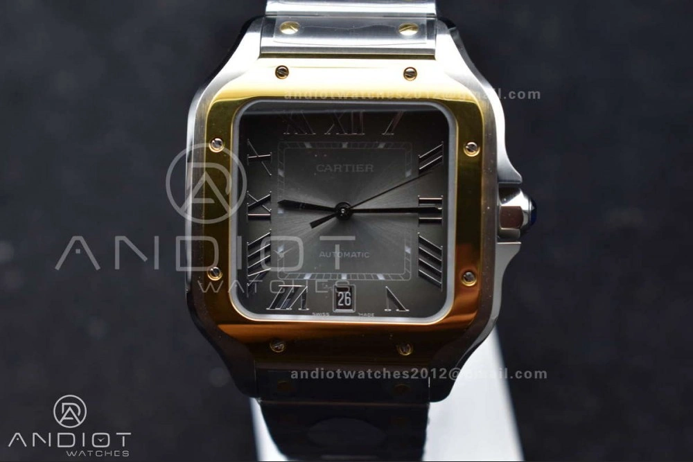 Sleek Santos de Cartier 40mm SS YG BVF 1:1 Best Edition Gray Dial on SS YG SmartLinks Bracelet MIYOTA 245
