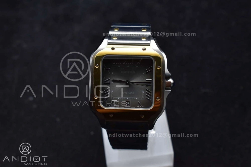 Sleek Santos de Cartier 40mm SS YG BVF 1:1 Best Edition Gray Dial on SS YG SmartLinks Bracelet MIYOTA 245