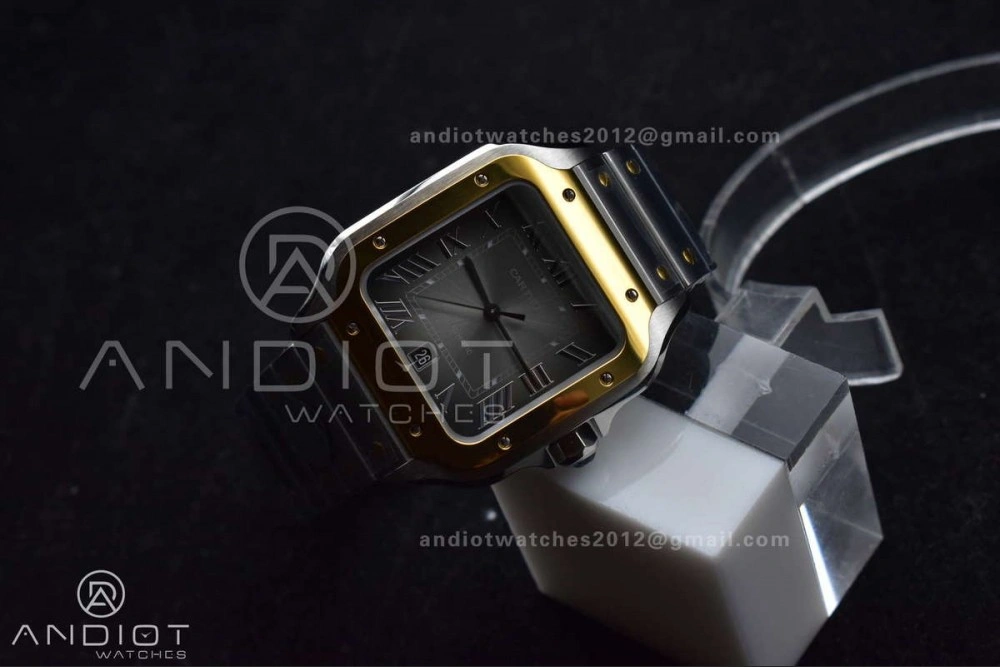 Sleek Santos de Cartier 40mm SS YG BVF 1:1 Best Edition Gray Dial on SS YG SmartLinks Bracelet MIYOTA 245
