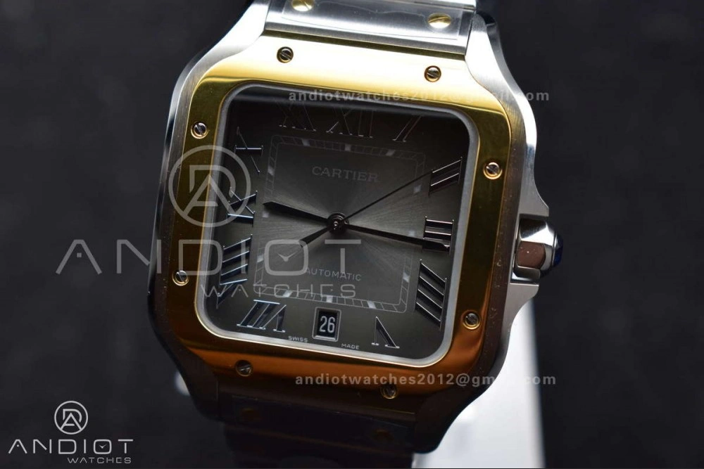 Sleek Santos de Cartier 40mm SS YG BVF 1:1 Best Edition Gray Dial on SS YG SmartLinks Bracelet MIYOTA 245