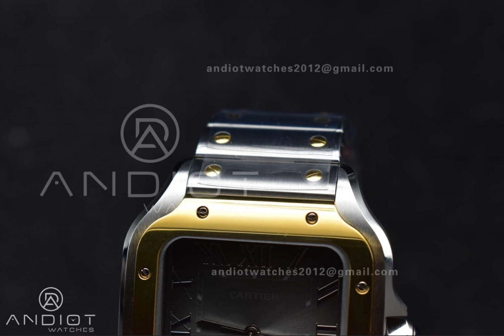 Sleek Santos de Cartier 40mm SS YG BVF 1:1 Best Edition Gray Dial on SS YG SmartLinks Bracelet MIYOTA 245
