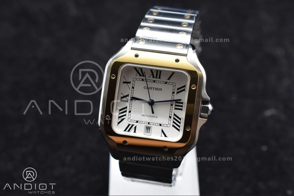 Compact Santos de Cartier 40mm SS YG BVF 1:1 Best Edition White Dial on SS YG SmartLinks Bracelet MIYOTA 9015 V 242