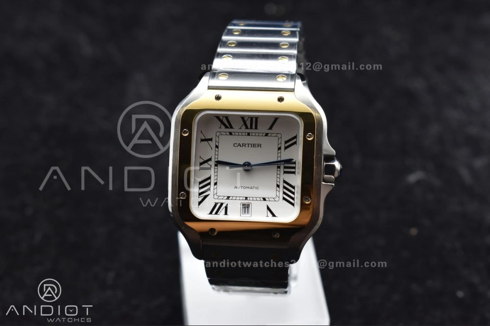 Compact Santos de Cartier 40mm SS YG BVF 1:1 Best Edition White Dial on SS YG SmartLinks Bracelet MIYOTA 9015 V 242